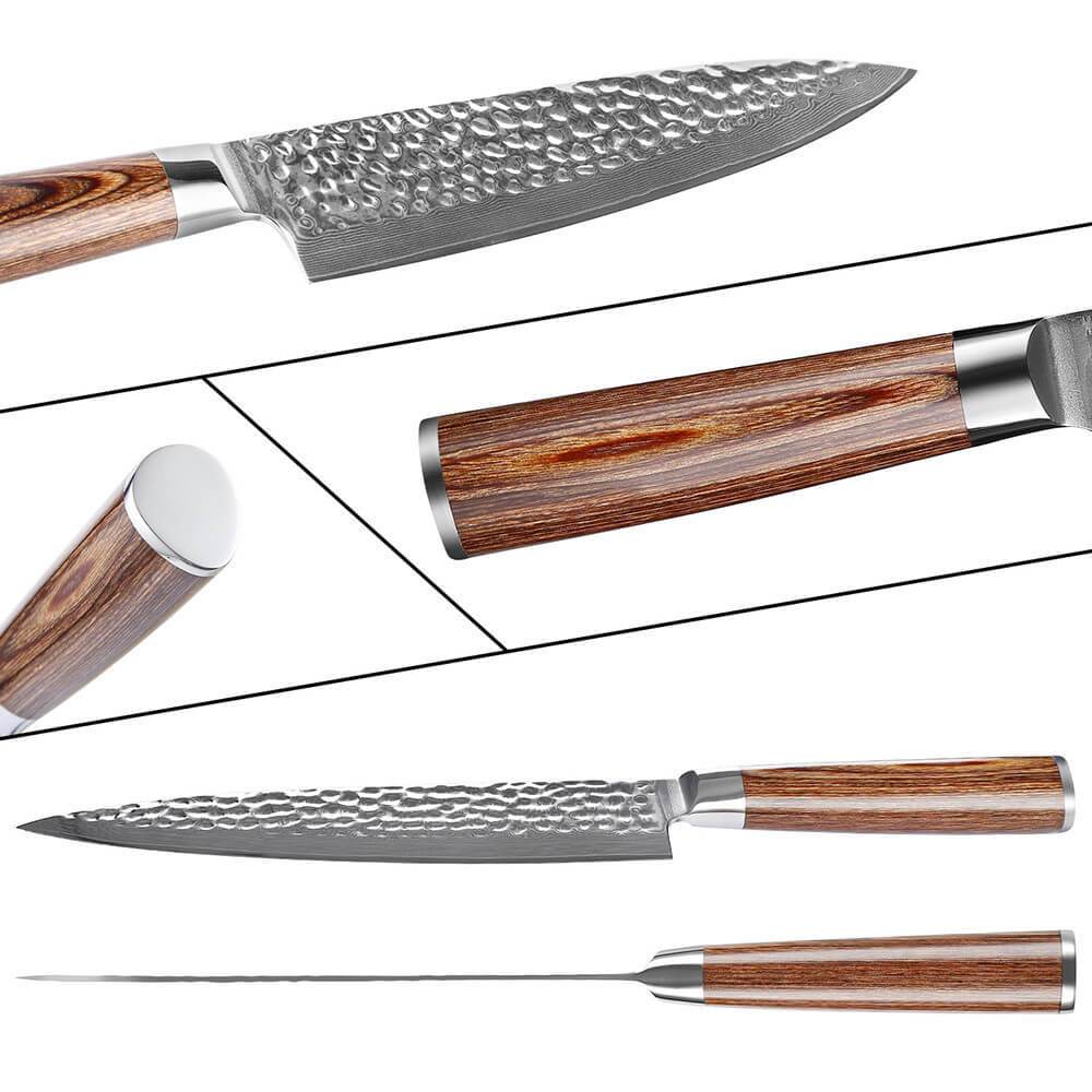 Kitchen Damascus Knife Set 5-Piece Professional Chef Knife Santoku Bread Utility Paring Knife - Letcase