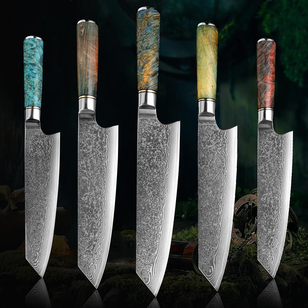 3PCS Vg10 67 Layer Damascus Steel Knife Set with Turquoise Handle - China  Kitchen Knife with Block and Damascus Steel Knife price