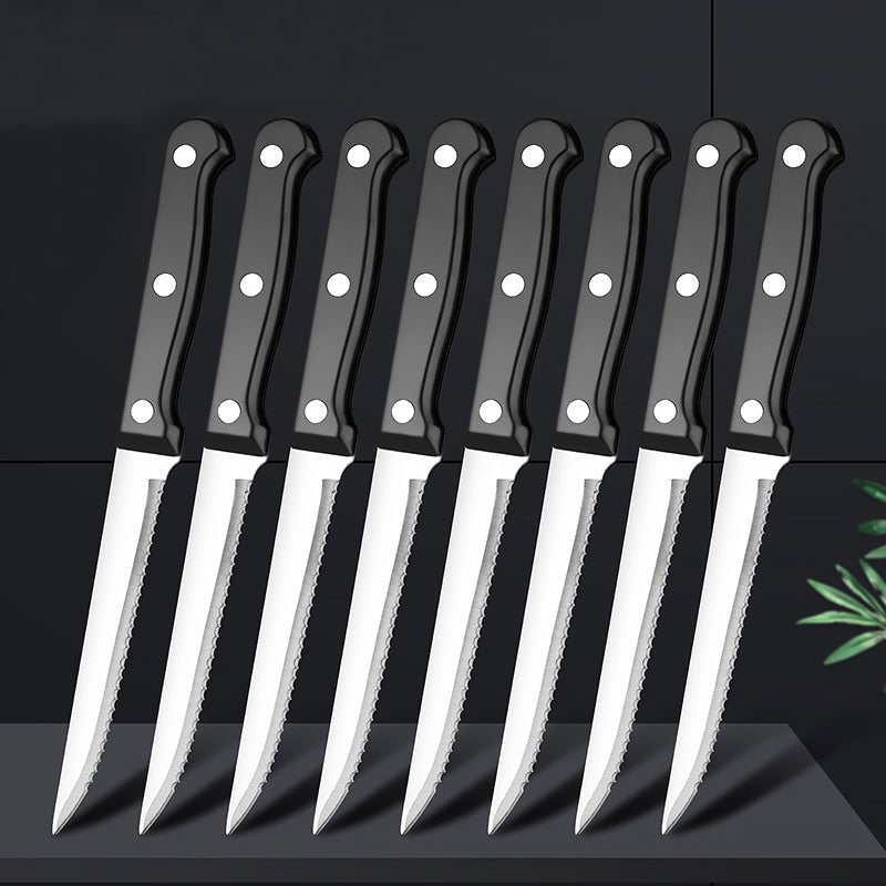 Serrated Steak Knife Set  Solid Stainless Steel Steak Knives