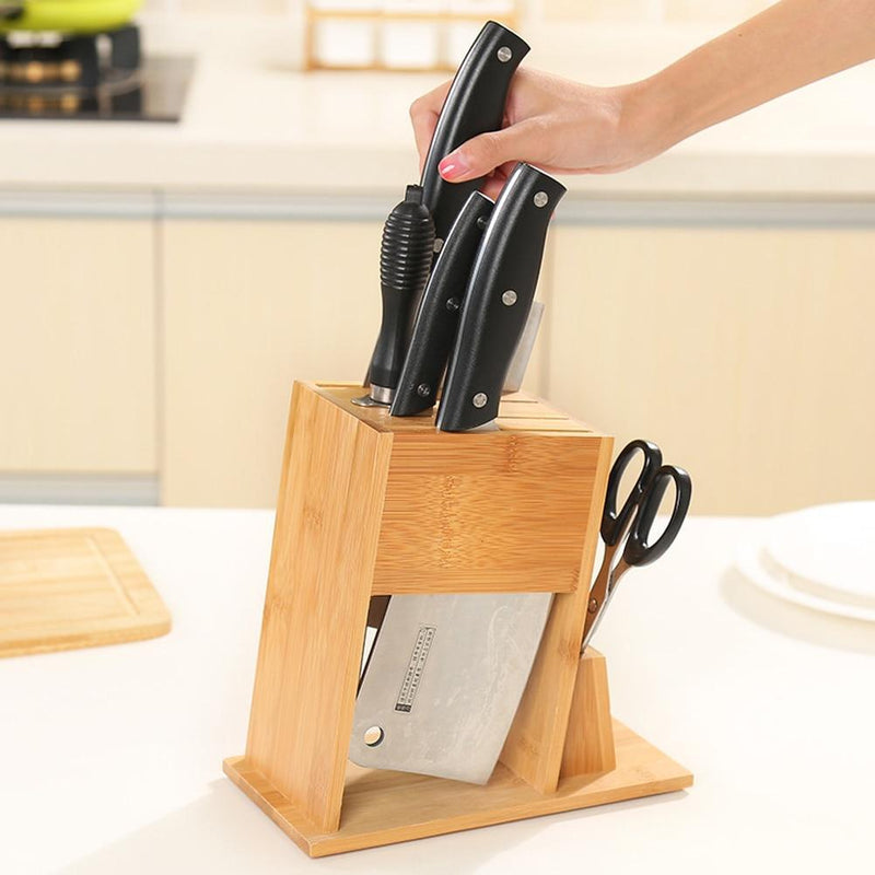 Bamboo Magnetic Knife Block Storage Holder with Bamboo Cutting